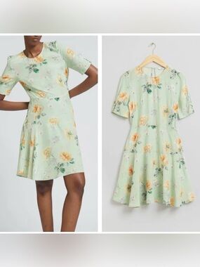 & Other Stories Mint Green Floral Mini Dress